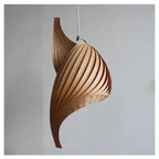 Lámpara colgante de madera japonesa, diseño plisado hecho a mano