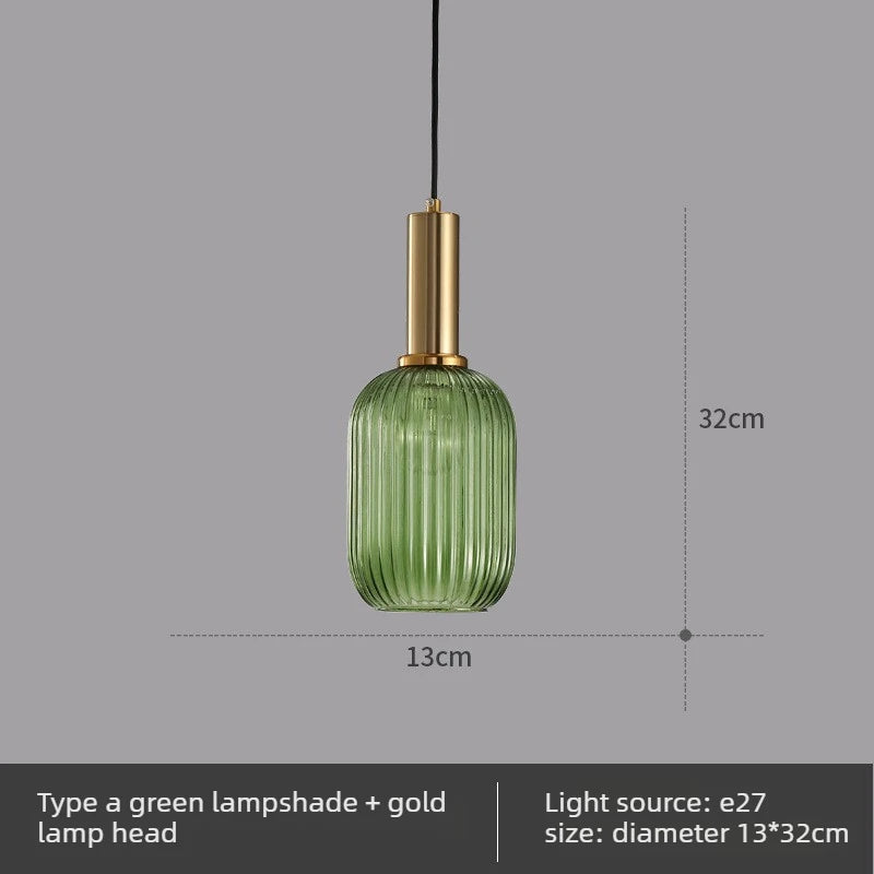 Lámpara colgante de cristal nórdico con acabado de cobre