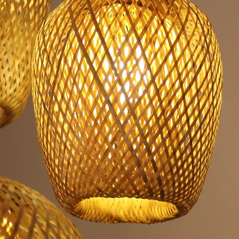 Japanese Style Bamboo Wood Pendant Lights