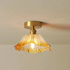 Vintage Flower Glass Pendant Light Collection with Brass Fitting for Bedroom