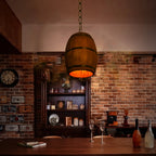 Lámpara colgante de barril de madera retro para comedor y bar