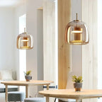 Nordic Glass Pendant Light with Brass Accent