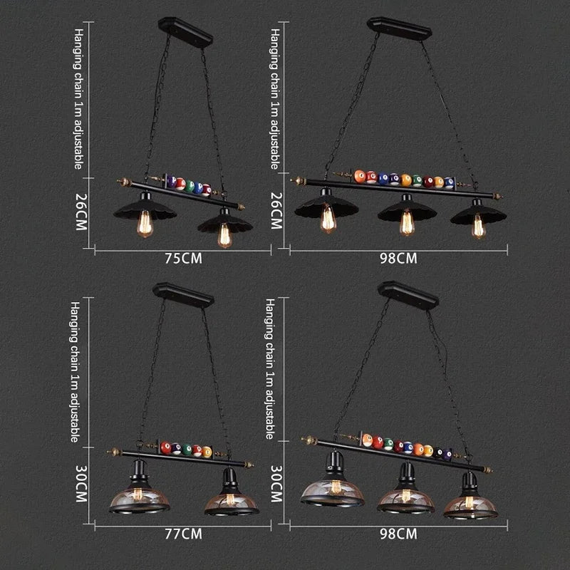 Lámpara colgante de hierro negro industrial con 3 luces