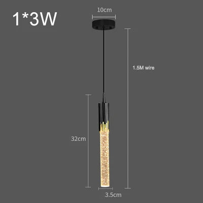 Modern Bubble Texture Acrylic Column Pendant Light in Gold for Bedside