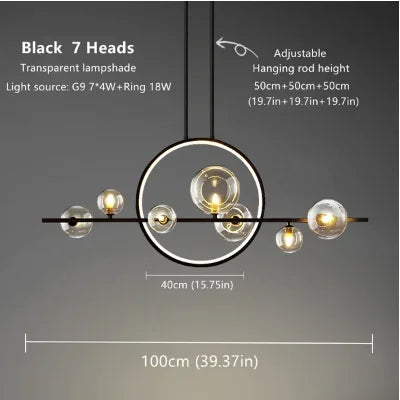 Nordic Glass Pendant Light with Iron Frame