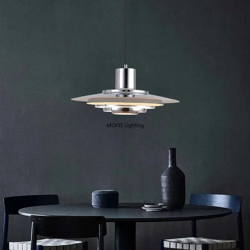 Minimalist Iron Pendant Light with Chrome Accent