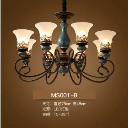 French Style Ceramic LED Chandelier - Classic Design