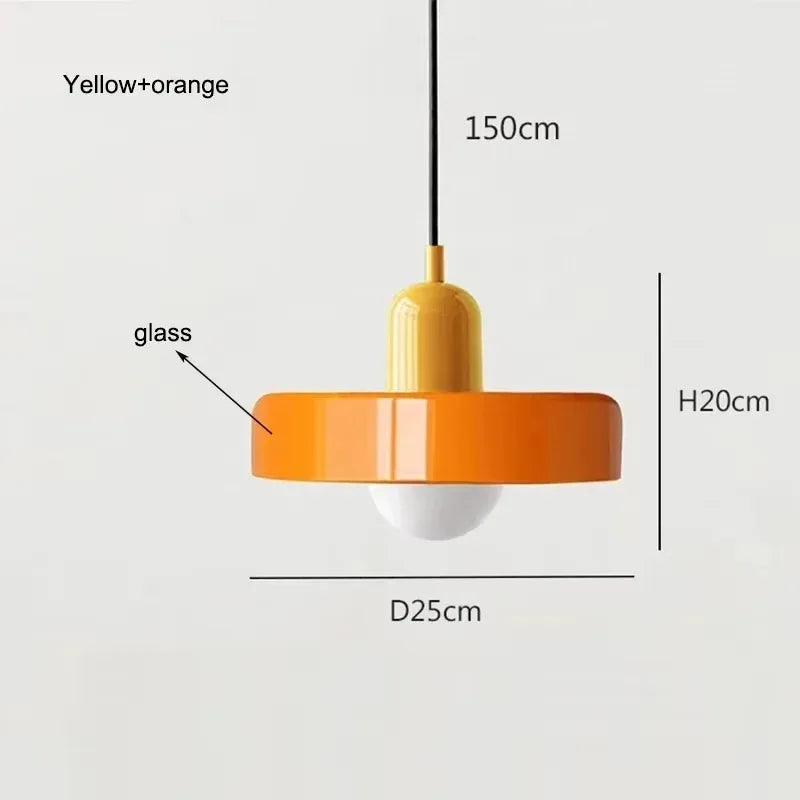 Retro Two Tone Glass Mushroom Pendant Light for Cafe and Dining Room