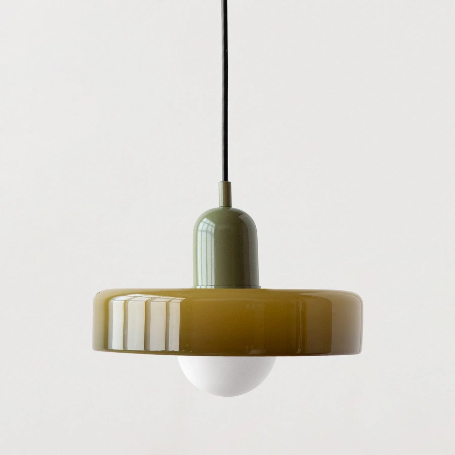 Nordic Glass Pendant Light with Colored Metal Shade