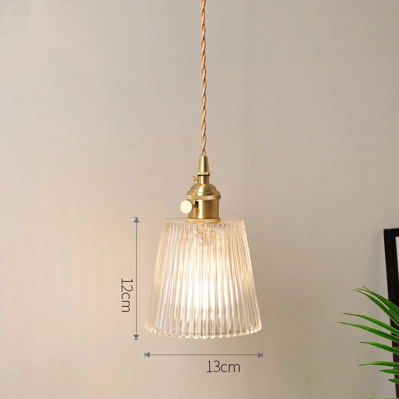 Vintage Nordic Stripe Glass Pendant Lamp