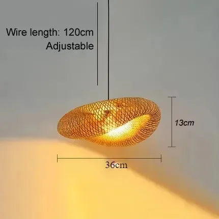 Bamboo Hand Weaving Pendant Lights 36cm Hanging LED Ceiling Lamp Chandelier Fixture Rattan Hand Craft Woven Home Bedroom Decor