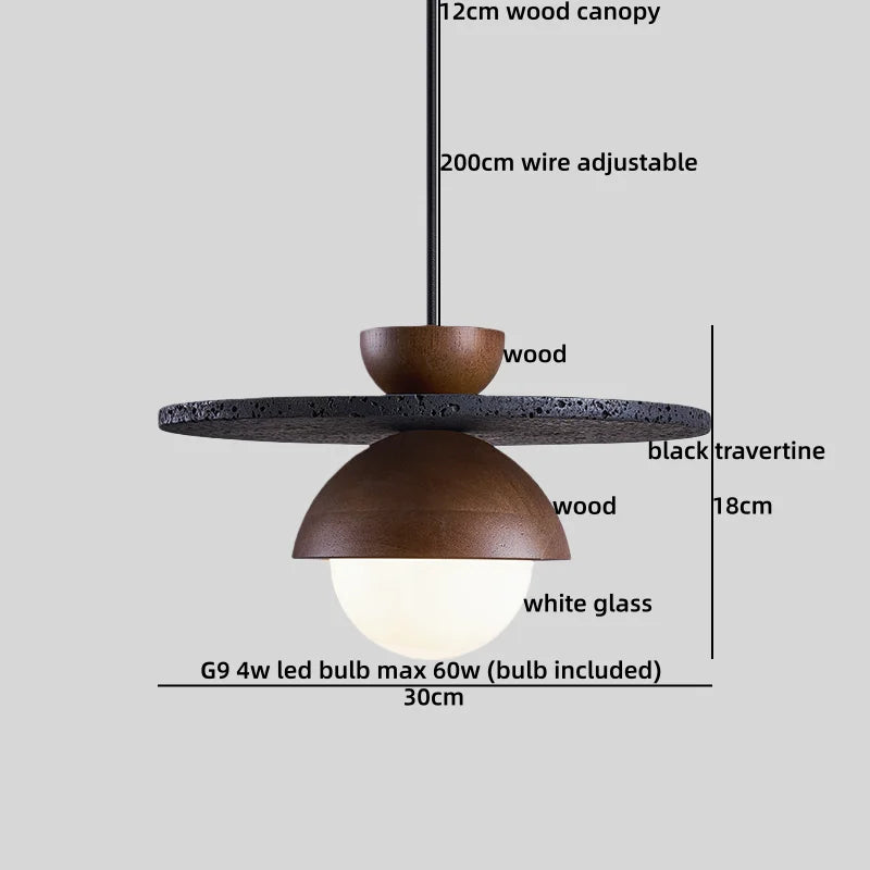 Wabi Sabi Wood Pendant Light for Bedroom