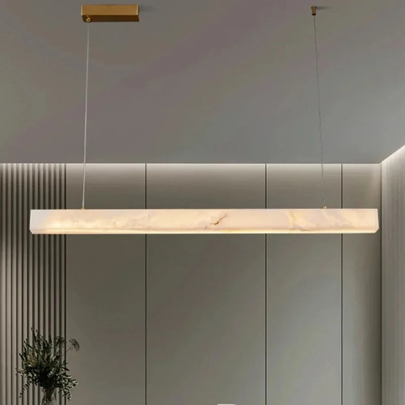 Minimalist Marble LED Pendant Light Linear Hanging