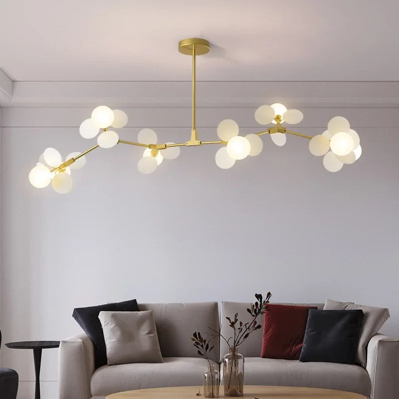 Colorful Branch Chandelier with Opal Glass Balls for Kids Room and Living Room