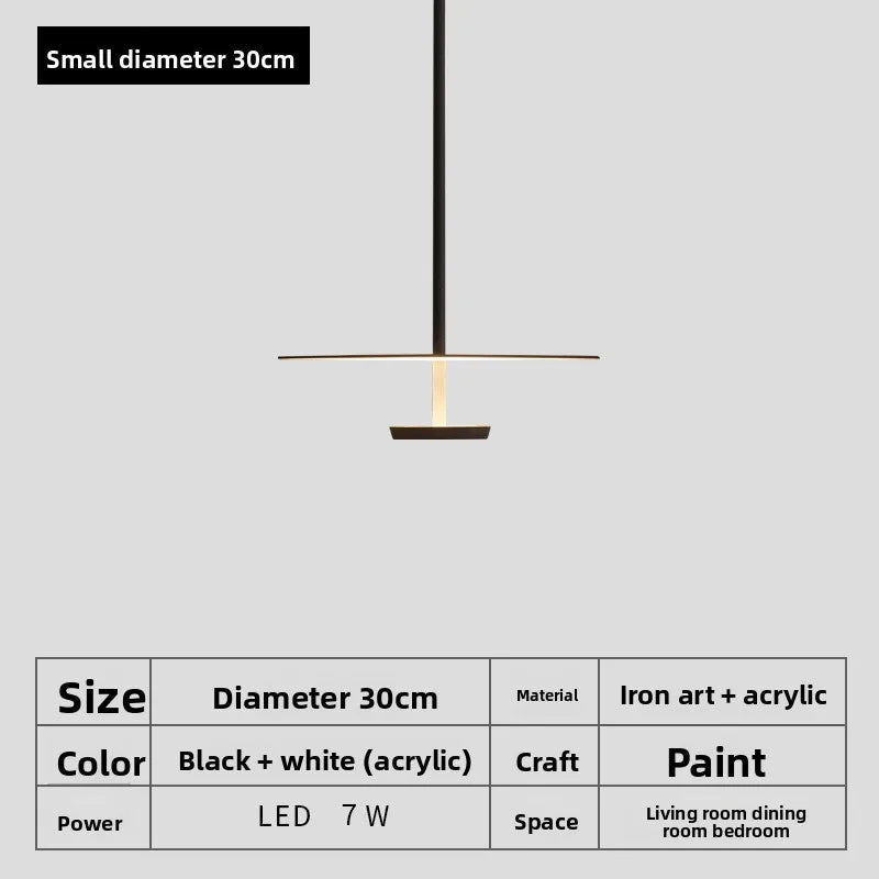 Minimalist Iron Pendant Light with Wooden Accent