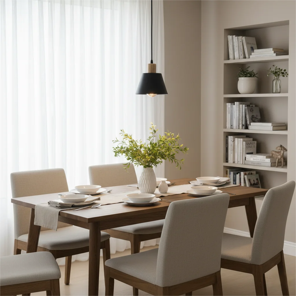 Nordic Metal Pendant Lamp with Wood Accent
