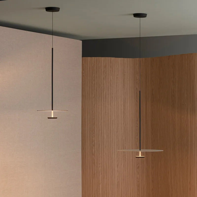 Minimalist Iron Pendant Light with Wooden Accent