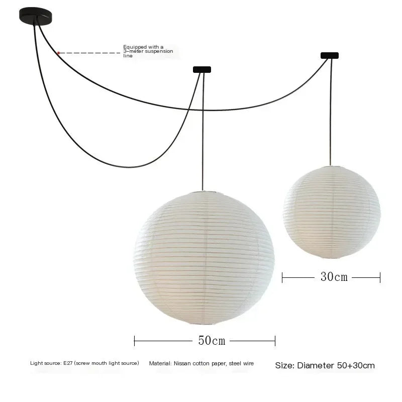 Minimalist Paper Ball Pendant Light for Bedroom