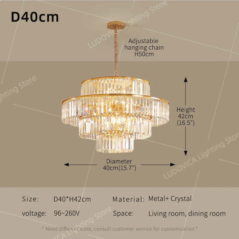 LED Crystal Chandelier - Luxury Dining Room Pendant