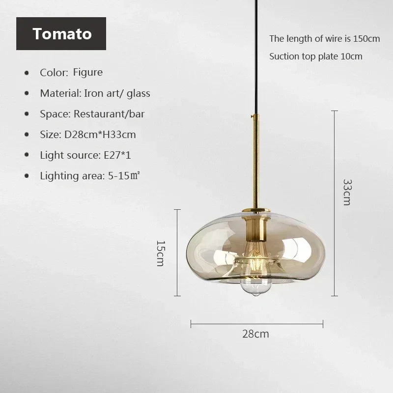 Nordic Glass Pendant Light Cognac for Dining Room