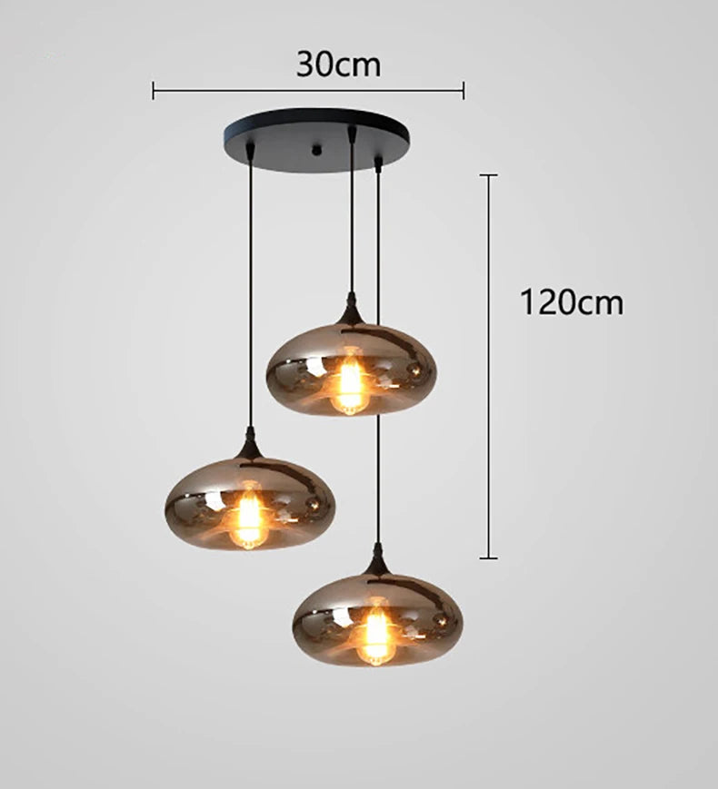 Nordic Smoke Glass Pendant Light for Dining Room