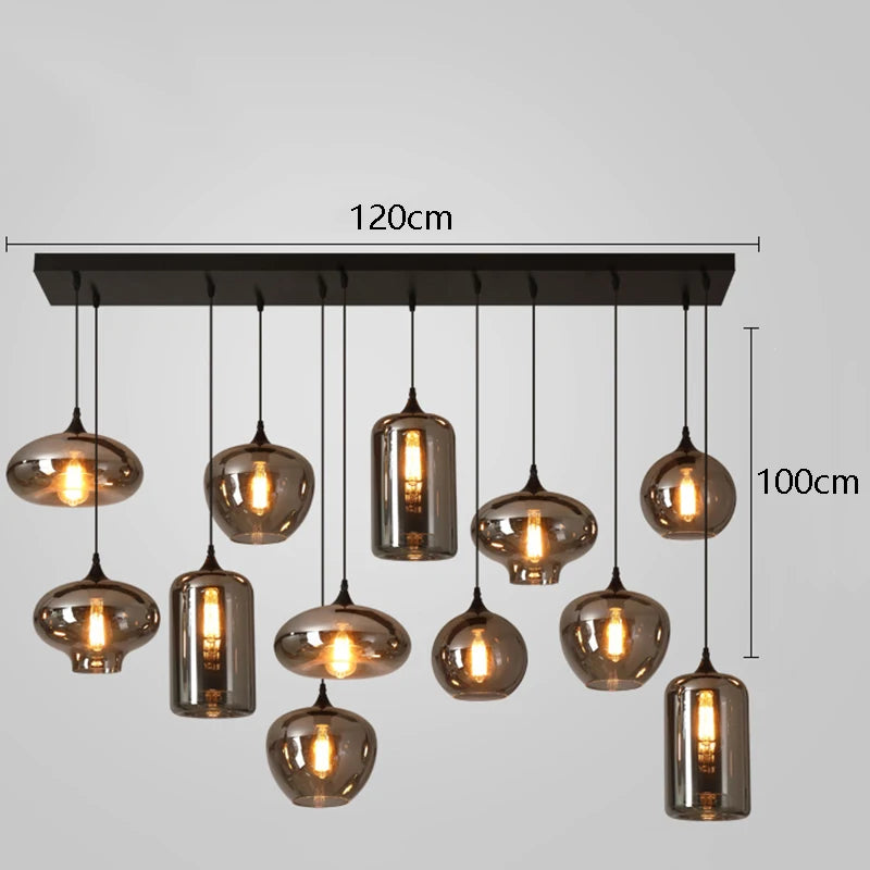 Nordic Smoke Glass Pendant Light for Dining Room