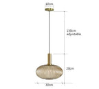 Nordic Modern Ribbed Glass Pendant Light Green/Grey/Amber Glass Hanging Lamp for Kitchen Island Dining Room Home Decor E27