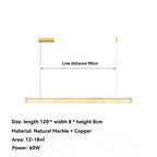 Minimalist Marble LED Pendant Light Linear Hanging