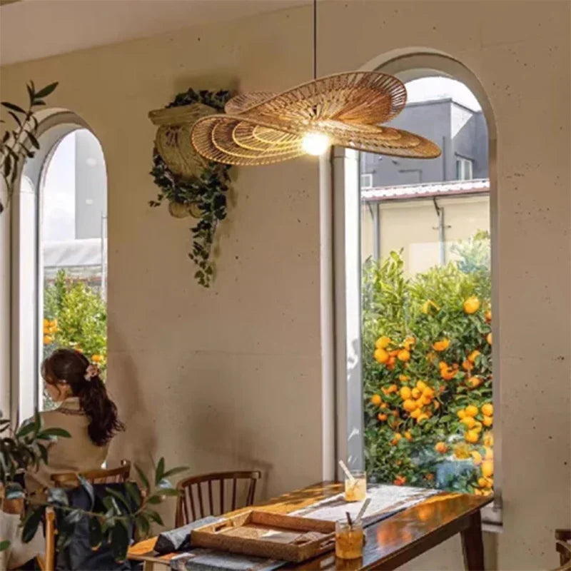 Bohemian Rattan Pendant Light for Bedroom