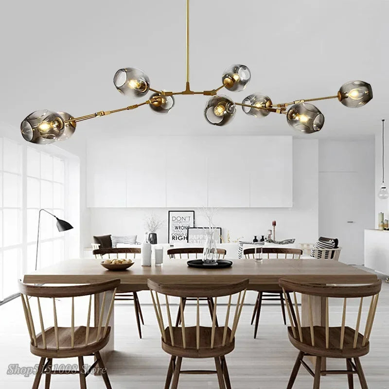 Modern Glass Pendant Light - 6 Bulb Hanging Lamp