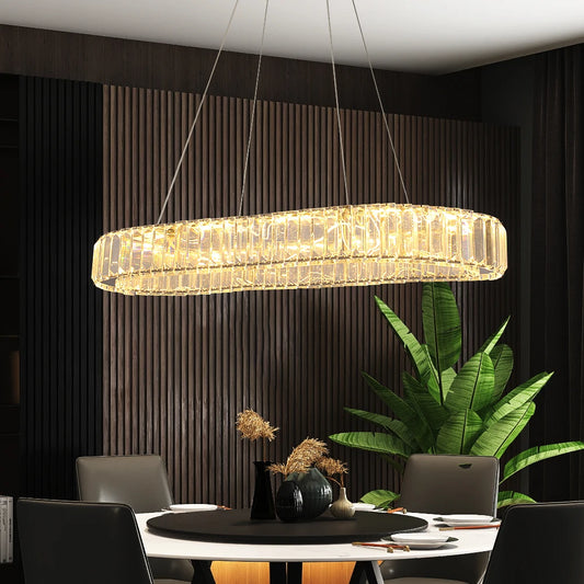 Modern Crystal Oval LED Chandelier Ceiling Lamp