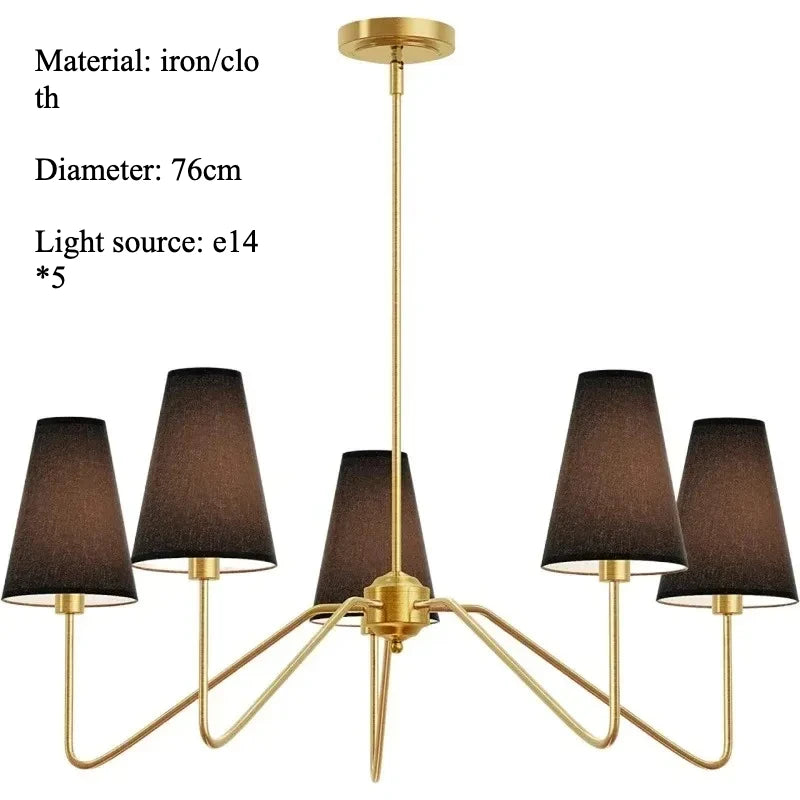 Nordic Iron Pendant Light with Fabric Shades