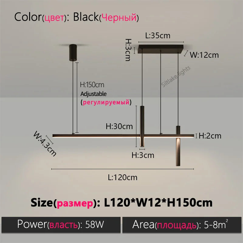 Minimalist Iron Linear Pendant Light for Dining