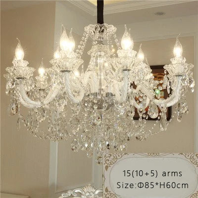Lámpara de araña de cristal europea para salón, ambiente, lámpara de techo moderna, minimalista, para dormitorio, comedor, hogar, luz de villa, candelabro.