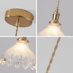 Retro Colored Glass Pendant Light Collection with Brass Fitting for Cafe