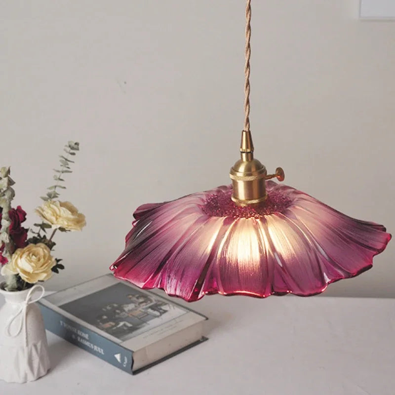 Nordic Glass Flower Pendant Light for Bedroom