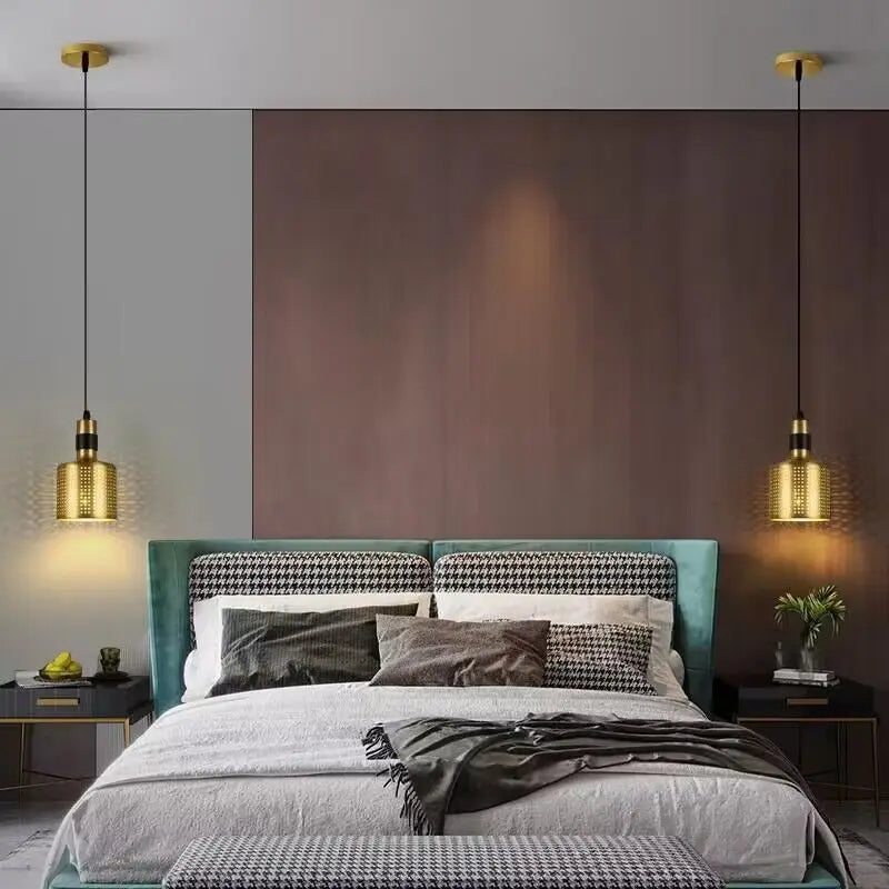 Lámpara colgante minimalista de latón para dormitorio