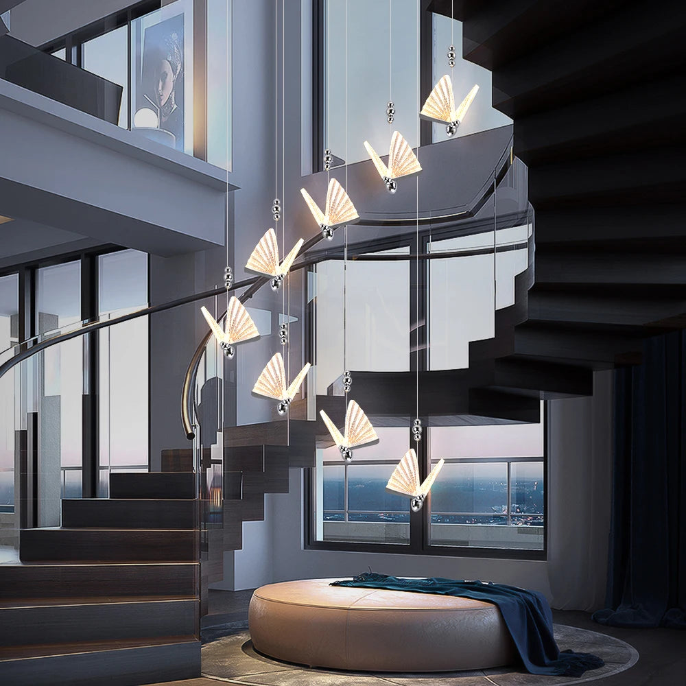 Nordic Butterfly Pendant Light with Chrome Accents
