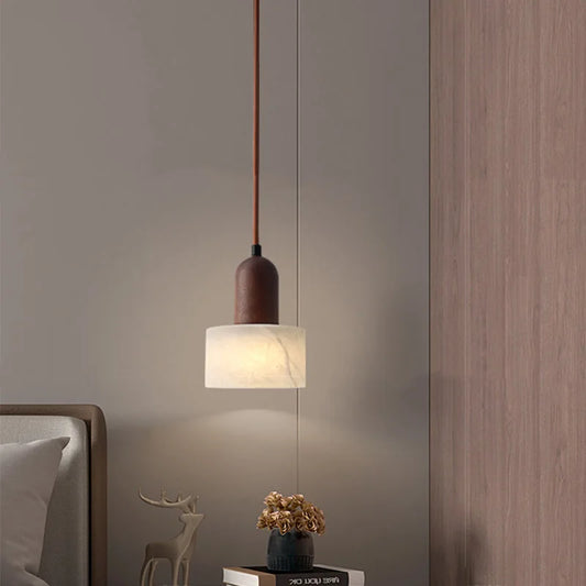Nordic Wood Marble Pendant Light for Bedroom