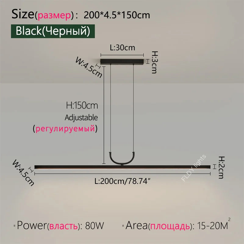Lámpara colgante minimalista de hierro - Lámpara colgante lineal