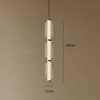 Modern Ribbed Glass Capsule Linear Chandelier in Gold for Dining Table