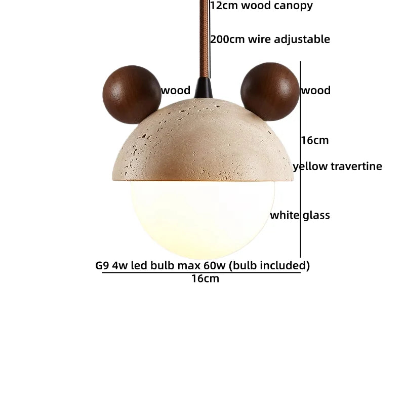 Wabi Sabi Wood Pendant Light for Bedroom