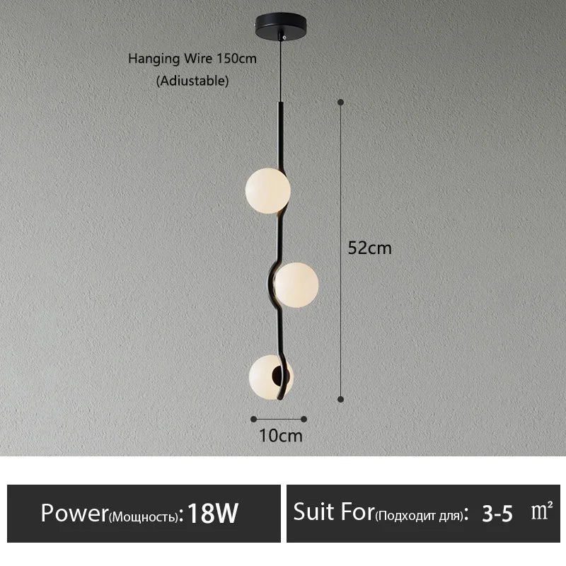 Lámpara colgante minimalista de hierro y cristal para sala de estar