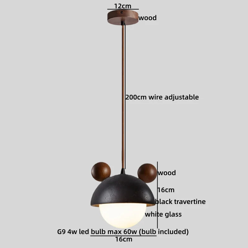 Wabi Sabi Wood Pendant Light for Bedroom