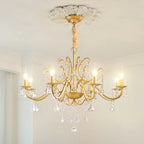 Gold Wrought Iron Crystal Chandelier