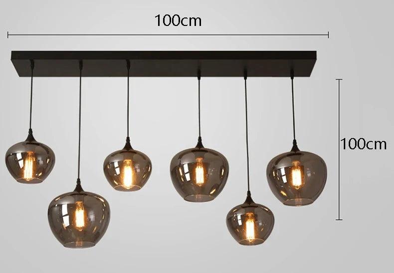 Nordic Smoke Glass Pendant Light for Dining Room