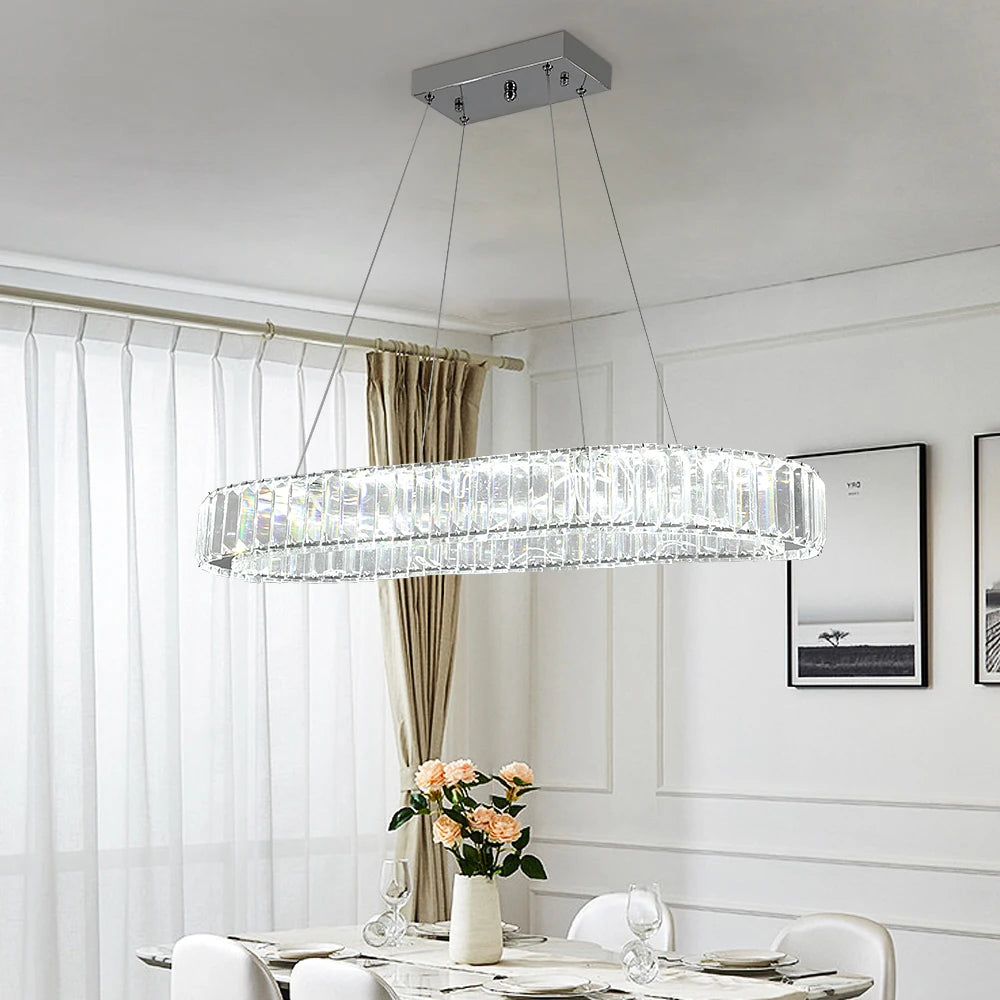 Modern Crystal Oval LED Chandelier Ceiling Lamp