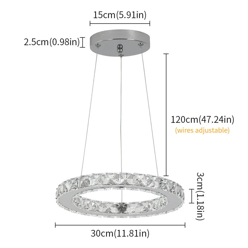 Luxury Crystal Twist Ring Chandelier in Gold for Dining Room