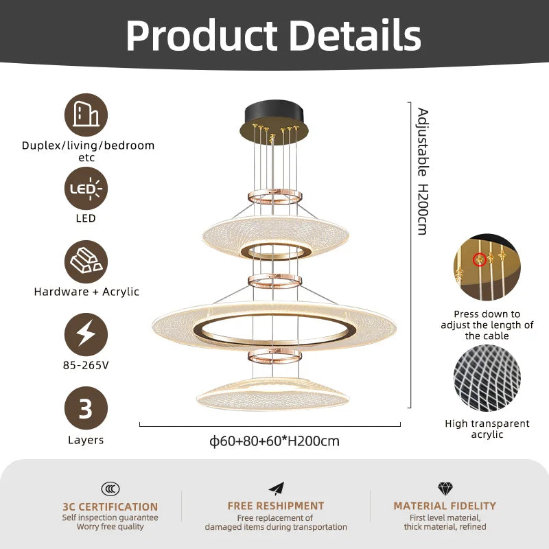 Nordic Aluminum LED Pendant Light for Living Room