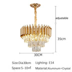 Luxury Black and Gold Tiered Crystal Chandelier for Living Room